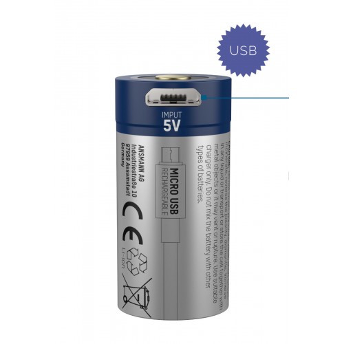 Acumulator 16340 / RCR123, 3.6 V, 850mAh, cu incarcare USB- Ansmann