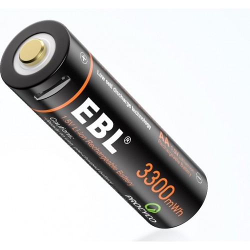 Acumulator AA 1.5V Li -Ion, 3300 mWh, 2000 mAh, USB - EBL