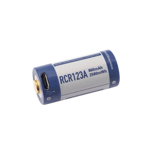 Acumulator RCR123A /16340, 3V, 860mAh, cu incarcare USB