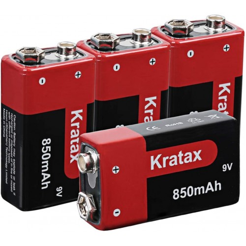Acumulatori 6F22 / 9V Li Ion 850 mAh - Kratax, 4 buc / set