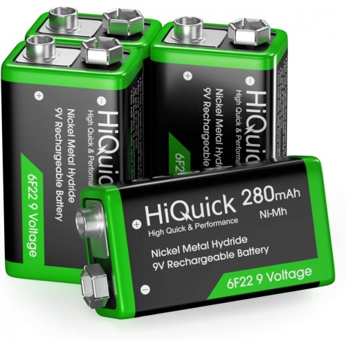 Acumulatori 9V Ni-Mh 280 mAh, ready to use - 4 buc / set - Hiquick