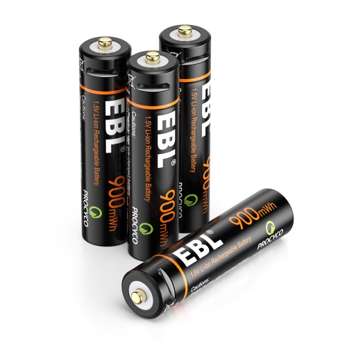 Acumulatori AAA 1,5V Li-Ion 900 mWh, USB - EBL, 4 buc / set