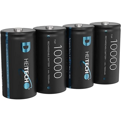 Acumulatori D / HR20 / R20, 10 000 mAh, Ni-Mh Ready to use - Heitech 4 buc / set