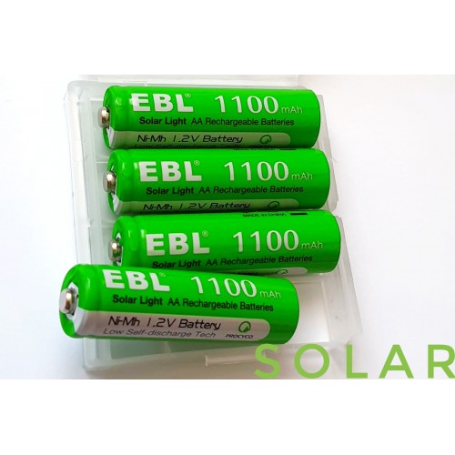 Acumulatori pentru lampi solare AA 1100 mAh, Ni-Mh 1.2V - 4 buc / set -EBL