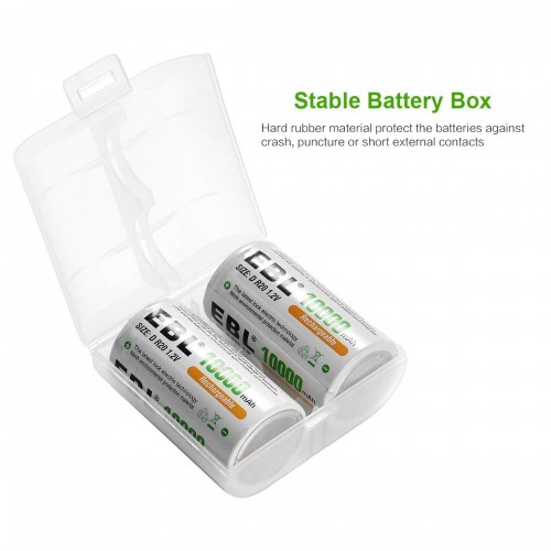 Acumulatori profesionali D / HR20 / R20, 10 000 mAh, Ni-Mh Ready to use - EBL, 2 buc / set
