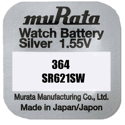 Baterie SR621SW, 364, oxid de argint, 1.55V, Murata