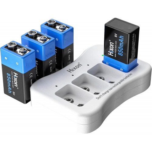 Incarcator 9V +4 acumulatori 9V, Li-Ion, 850 mAh, Hixon