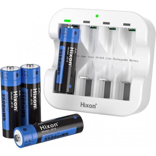 Incarcator Li-Ion cu 4 acumulatori AA, 3500 mWh 1.5V, Hixon