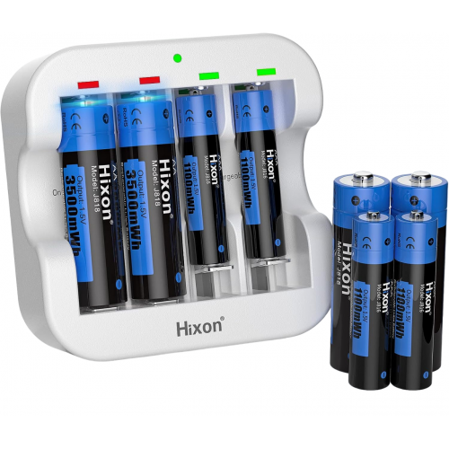 Incarcator Li-Ion cu 4 acumulatori AA, 3500 mWh si 4 acumulatori AAA, 1100 mWh 1.5V, Hixon